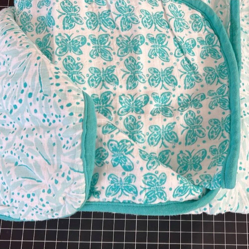 New Oversized muslin baby blanket in Flutterfly.
